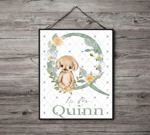 Animal Initial Name Print, Letter Q Custom Print, Letter Q